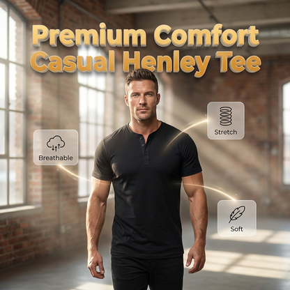 🔥Zeitlich begrenztes Angebot-Einfarbiges Freizeit-Henley-Shirt für Herren