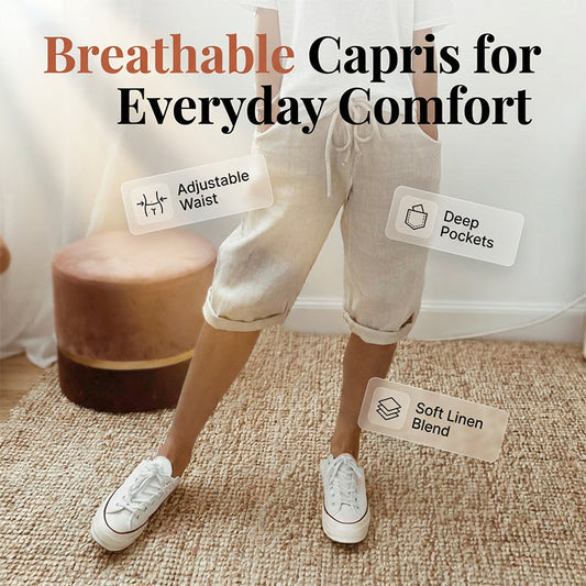 Lässige Caprihosen aus Baumwoll-Leinen für Damen