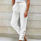 🌺💥 NUR KURZE ZEIT 50% RABATT! Damen Freizeithose mit Taillen-Kordelzug & knöpfbarem Beinabschluss am Knöchel