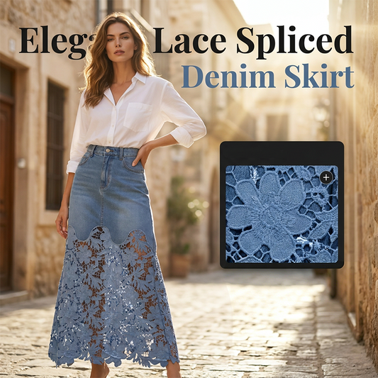👗✨ 50% RABATT! Jeansrock für Damen mit durchbrochener Spitzenborte – Lässig, romantisch & perfekt für Sommer & Alltag 🌸