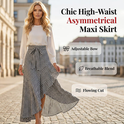 👗 Damen High-Waist Asymmetrical Ruffle Maxi Skirt – eleganter Look, figurschmeichelnd & vielseitig – perfekt für jeden Anlass