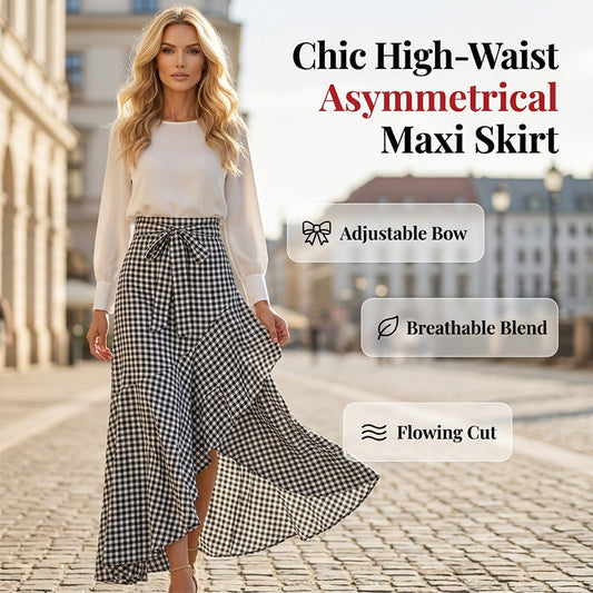 👗 Damen High-Waist Asymmetrical Ruffle Maxi Skirt – eleganter Look, figurschmeichelnd & vielseitig – perfekt für jeden Anlass