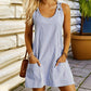 🌺Lässiges, gestreiftes, ärmelloses Playsuit-Kleid für Damen mit verstellbaren Trägern