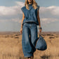 ⏰ Nur noch heute 50% Rabatt! Kostenloser Versand 🧵 Damen Jeans-Set: Ärmelloser Stehkragen-Top & Hose | Lässiger City-Style, bequem & vielseitig für Sommer & Urlaub ✨