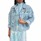 ⌛50 % Rabatt am letzten Tag-Locker sitzende Damenjeansjacke mit Blumenmuster und Spitzen-Patchwork