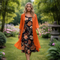 🌺👗 Leichtes Blumen-Midikleid-Set mit Strickjacke