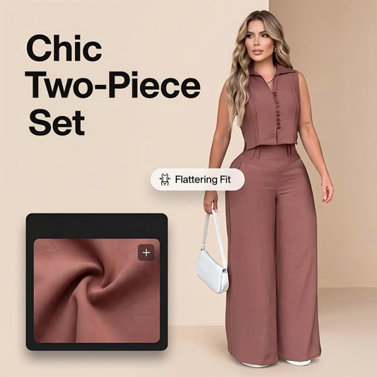 ⌛Zeitlich begrenztes Angebot-2-teiliges Set aus ärmellosem Oberteil und Hose für Damen