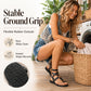 Women Flat Strappy Sandals Gladiator Rivet Ankle Strap Toe Loop Beach Shoes
