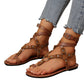 Women Flat Strappy Sandals Gladiator Rivet Ankle Strap Toe Loop Beach Shoes