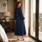 Lässiges Maxikleid mit V-Ausschnitt und Puffärmeln für Damen