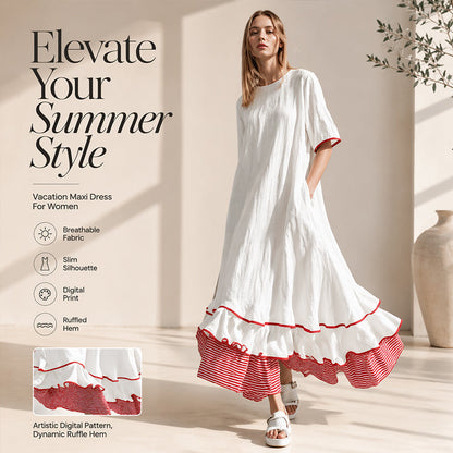 Sommerliches Maxikleid für Damen mit gestuften Rüschen