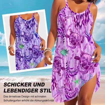 Sommer bedrucktes trägerloses Strandkleid im Ozean-Stil