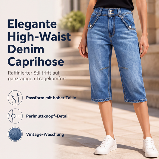 Hoch taillierte knielange Jeansshorts für Damen