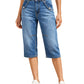 Hoch taillierte knielange Jeansshorts für Damen