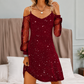Elegantes Damen-Schulterfreies Kleid mit Netzärmeln