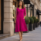 ⌛Zeitlich begrenztes Angebot-Legeres V-Ausschnitt-Midikleid für Damen