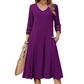 ⌛Zeitlich begrenztes Angebot-Legeres V-Ausschnitt-Midikleid für Damen