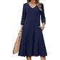 ⌛Zeitlich begrenztes Angebot-Legeres V-Ausschnitt-Midikleid für Damen