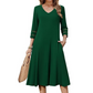 ⌛Zeitlich begrenztes Angebot-Legeres V-Ausschnitt-Midikleid für Damen